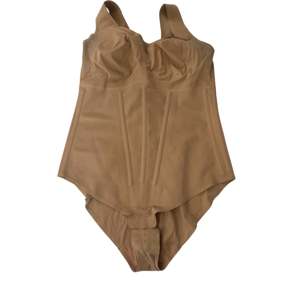 Honeylove Boldness Bodysuit Tan Compression Shapewear Size 1X Boning Builtin Bra
